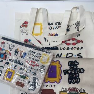 A FRIENDS tote and matching make up bag